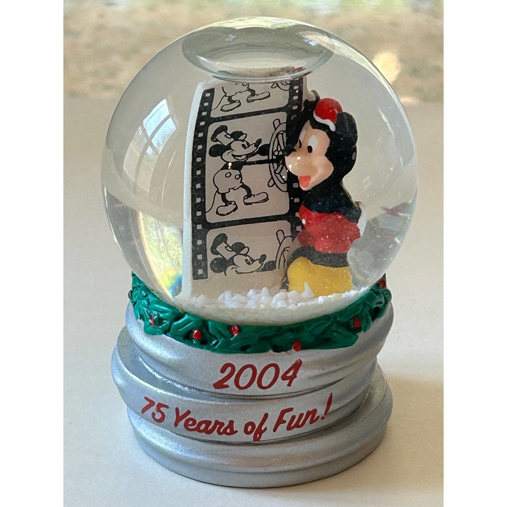 Disney Mickey Mouse Miniature Snow Globe 75 Years Of Fun 2004 Exclusive JCPenney